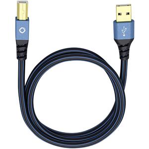 USB 2.0 Kabel [1x USB 2.0 stekker A - 1x USB 2.0 stekker B] 10 m Blauw Vergulde steekcontacten Oehlbach USB Plus B