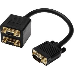 Y-kabel VGA Digitus [1x VGA stekker - 2x VGA bus] 0.2 m Zwart