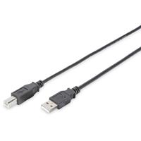 digitus USB 2.0 Anschlusskabel [1x USB 2.0 Stecker A - 1x USB 2.0 Stecker B] 5.00m Schwarz Rund, dop