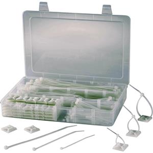 trucomponents TRU Components 1566420 EPR-350 Kabelbinder-Sortiment 190mm 4.80mm Klar mit Klebesockel 1 Set S881571