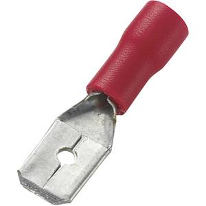 trucomponents TRU COMPONENTS 745410 Platte stekker (male) Insteekbreedte: 6.4 mm Insteekdikte: 0.8 mm 180 ° Deels geïsoleerd Rood 100 stuk(s)