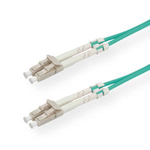 Roline Value Fibre Optic Jumper Cable, 50/125µm, LC/LC, OM3, turquoise 0.5 m. Aansluiting 1: LC, Aansluiting 2: LC