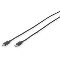 Digitus USB-kabel USB 3.2 Gen1 (USB 3.0 / USB 3.1 Gen1) USB-C stekker, USB-C stekker 1.00 m Zwart Rond, Stekker past op beide manieren, Afgeschermd (dubbel)