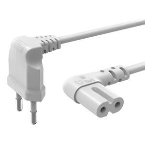 Hama Euro-netsnoer, aan beide kanten in hoek, 5 m, wit - 