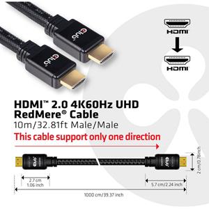 club3D HDMI Aansluitkabel [1x HDMI-stekker - 1x HDMI-stekker] 10.00 m Zwart