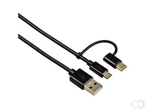 Hama Kabel  2.0 USB-A naar USB Micro met USB-C adapter 1m