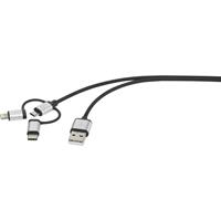 renkforce 3-in-1 Micro-USB/Lightning/USB-C™ Lade- & Sync-Kabel 1m