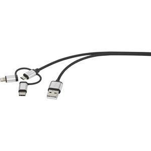 Renkforce 3-in-1 micro-USB/Lightning/USB C laad- en synchronisatiekabel 1.5 m