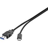 renkforce USB 3.1 (Gen 2) Anschlusskabel [1x USB 3.1 Stecker A​ - 1x USB-C™ Stecker] 30.00cm Sch