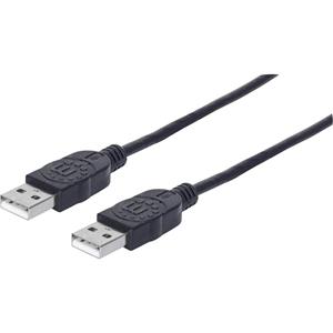 USB 2.0 Kabel Manhattan [1x USB-A 2.0 stekker - 1x USB-A 2.0 stekker] 1 m Zwart