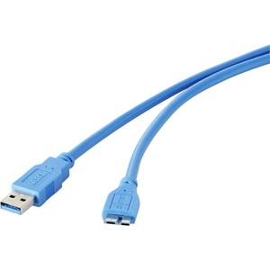 USB 3.0 Kabel Renkforce [1x USB 3.0 stekker A - 1x Micro-USB 3.0 stekker B] 1 m Blauw