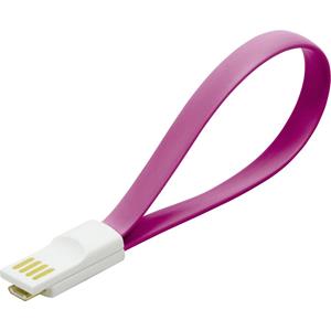 LogiLink USB 2.0 Anschlusskabel [1x USB 2.0 Stecker A - 1x Micro-USB-Stecker] 0.22m Pink Magnet an d