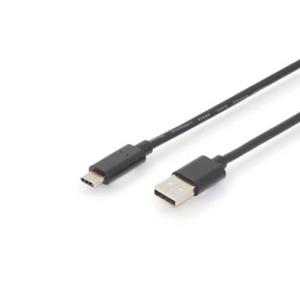 USB 2.0 Kabel Digitus [1x USB-C 2.0 stekker - 1x USB-A 2.0 stekker] 3 m Zwart