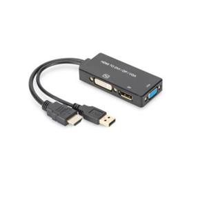 DIGITUS HDMI 3in1 Konverterkabel, HDMI - DP+DVI+VGA, 0,2 m