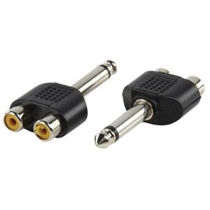 Mono-Audio-Adapter 6.35 mm Male - 2x RCA Female Zwart