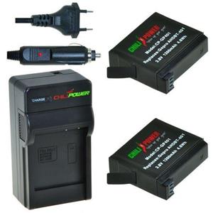 Chilipower 2 x AHDBT-401 accu's voor GoPro Hero4 - inclusief oplader en autolader - Origineel 