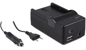 Patona 4-in-1 acculader voor Canon LP-E6 / LP-E6N accu - compact en licht - laden via stopcontact, auto, USB en Powerbank