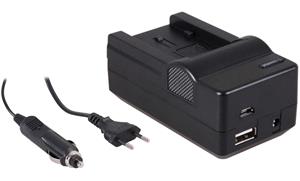 Panasonic 4-in-1 acculader voor  VW-VBK180 / VW-VBK360 - compact en licht - laden via stopcontact, auto, USB en Powerbank