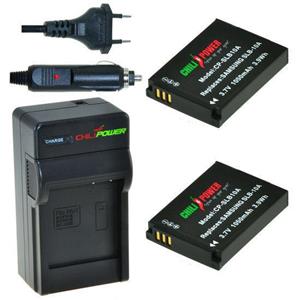 Chilipower 2 x SLB-10A accu's voor Samsung - inclusief oplader en autolader - Origineel 