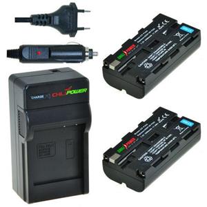 Chilipower 2 x NP-F550 accu's voor Sony - inclusief oplader en autolader - Origineel 
