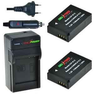 Chilipower 2 x LP-E12 accu's voor Canon - inclusief oplader en autolader - Origineel 