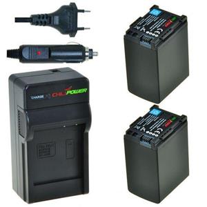 Chilipower 2 x BP-827 accu's voor Canon - inclusief oplader en autolader - Origineel 