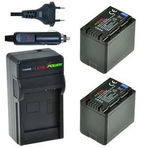 Chilipower 2 x VW-VBT380 accu's voor Panasonic - inclusief oplader en autolader - Origineel 