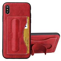 Fierre Shann For iPhone X Full Coverage Protective Leather Case with Holder & Card Slot(Red)
