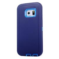 Voor Samsung Galaxy S6 Edge / G925 hybride TPU Bumper PC combinatie hoesje (donker blauw + blauw)