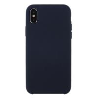 For iPhone X Pure Color Liquid Silicone + PC Dropproof Protective Back Cover Case(Dark Blue)