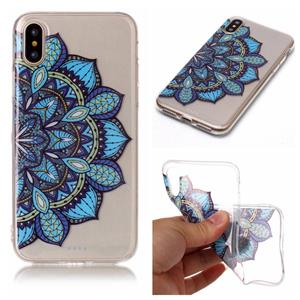 Softcase mandala bloem blauw hoes iPhone X / XS