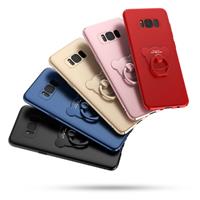AIQAA voor Galaxy S8 PLUS / G955 effen kleur metaal verf Plastic PC Dropproof beschermhoes met dragen Ring Holder(Red)