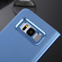 Samsung Galaxy S8 horizontaal gegalvaniseerd spiegelend PU leren Flip Hoesje met houder (blauw)