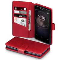 Qubits luxe echt lederen wallet hoes - Sony Xperia L2 - rood
