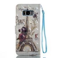 Voor Galaxy S8 PLUS / G9550 Eiffeltoren patroon Flip lederen Case met houder & kaartsleuven & portemonnee & Lanyard