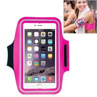 HAWEEL Sport Armband Case with Earphone Hole & Key Pocket for iPhone 6 Plus Samsung Galaxy S6 / S5(Magenta)
