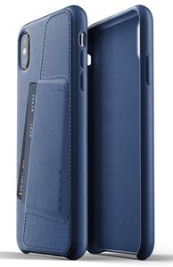 Mujjo Leather Wallet Case iPhone XS Max blau