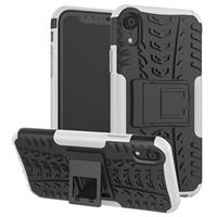 iPhone XR Anti-Slip Hybrid Case met Standaard Functie - Zwart / Wit