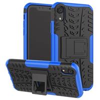 iPhone XR Anti-Slip Hybrid Case met Standaard Functie - Zwart / Blauw