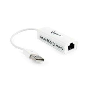 Gembird USB-A naar RJ45 Fast Ethernet LAN adapter - USB2.0 - CAT5 / wit - 0,10 meter