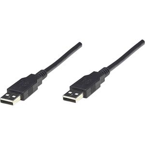 manhattan USB 2.0 Anschlusskabel [1x USB 2.0 Stecker A - 1x USB 2.0 Stecker A] 1.80m Schwarz UL-zert