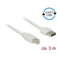 delock Kabel EASY-USB 2.0 Typ-A Stecker > USB 2.0 Typ-B Stecker 3 m we
