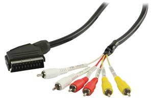 Valueline SCART - RCA kabel SCART mannelijk - 6x RCA mannelijk 2,00 m zwart - Va