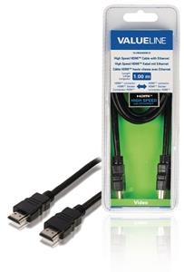 Valueline High Speed HDMI-kabel met ethernet HDMI-connector - HDMI-connector 1,00 m zwart