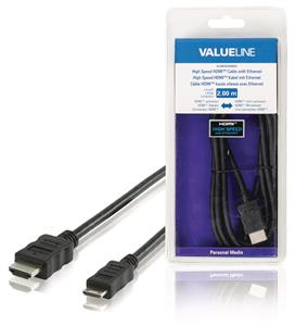 Valueline High Speed HDMI-kabel met ethernet HDMI-connector - HDMI mini-connector 2,00 m zwart