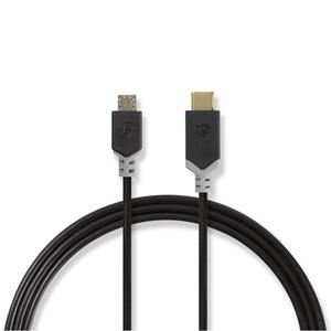 Nedis Kabel USB 2.0 Type-C male - Micro-B male 1,0 m Antraciet