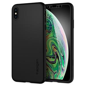 spigen Thin Fit 360 Apple iPhone Xs Max Full Cover met Tempered Glass - zwart