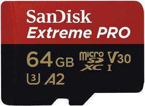 Sandisk MicroSDXC Extreme Pro 64GB 170mb/90mb U3 V30 A2