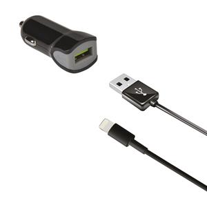 Celly Autolader 2.4A & Lightning MFI Kabel Zwart