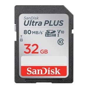 SANDISK Ultra Plus SDHC / SDXC Geheugenkaart 32 GB 80 MB/s